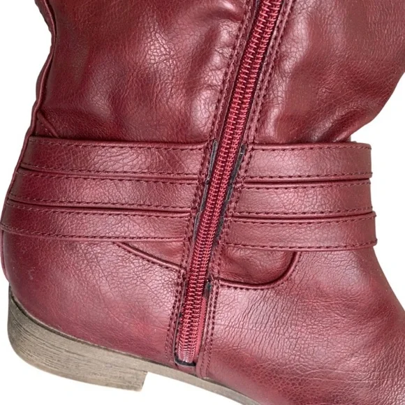 JOURNEE Ivie Boots Knee High Riding Boot Style Wine Color Size 9 Wide Calf VGUC - Picture 11 of 16